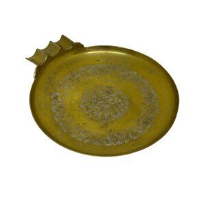 VTG Boho Hollywood Regency Mid Century Brass Ashtray Hand Engraved‎ India Cigars